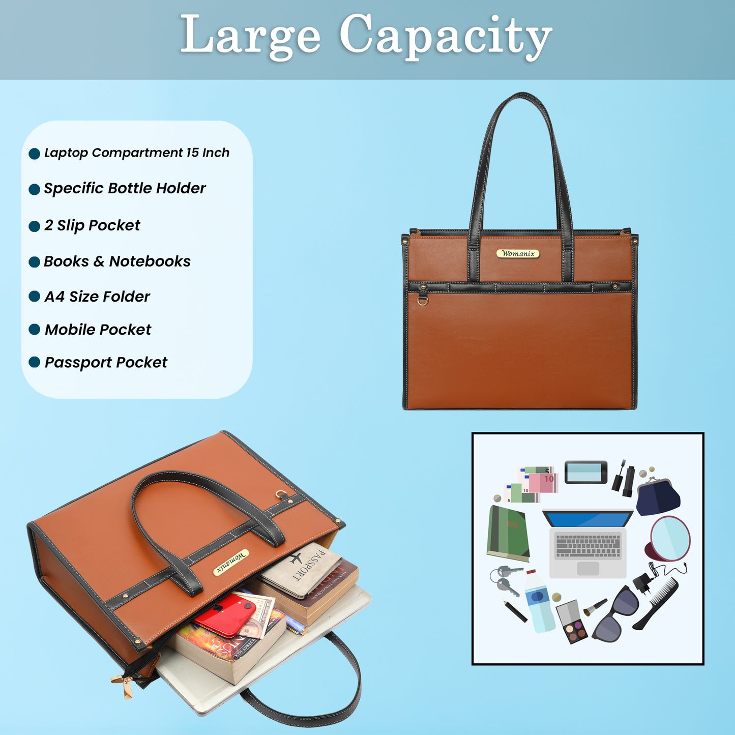 Women PU Laptop Tote bag 15 Inch College Bag Office Bag Briefcase Handbag (0078)