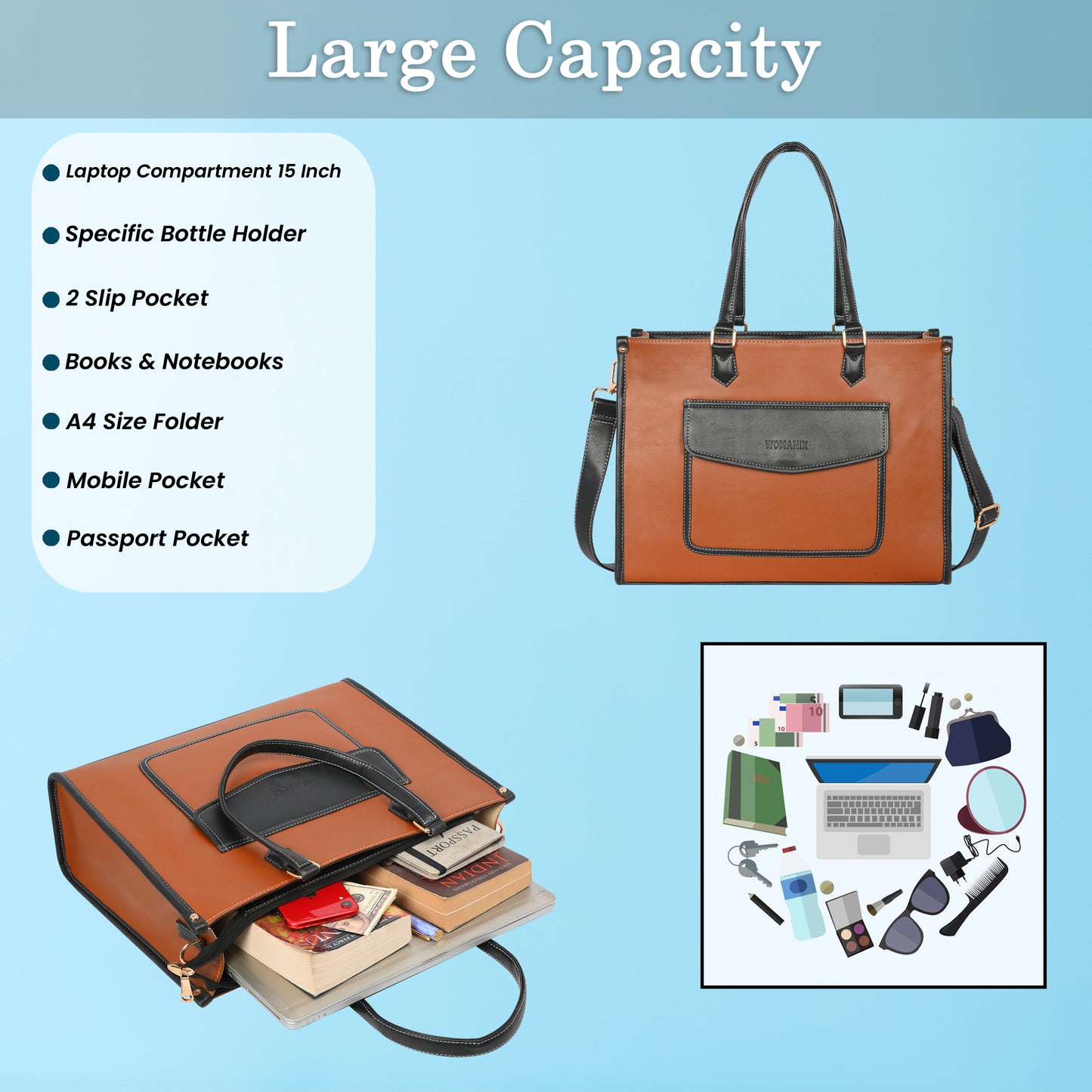 Women PU Laptop Tote bag 15 Inch College Bag Office Bag Briefcase Handbag (0076)