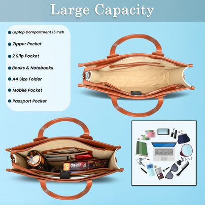 Women Canvas Laptop Tote Bags College Bag 14 inch Briefcase, Handbag for Office.