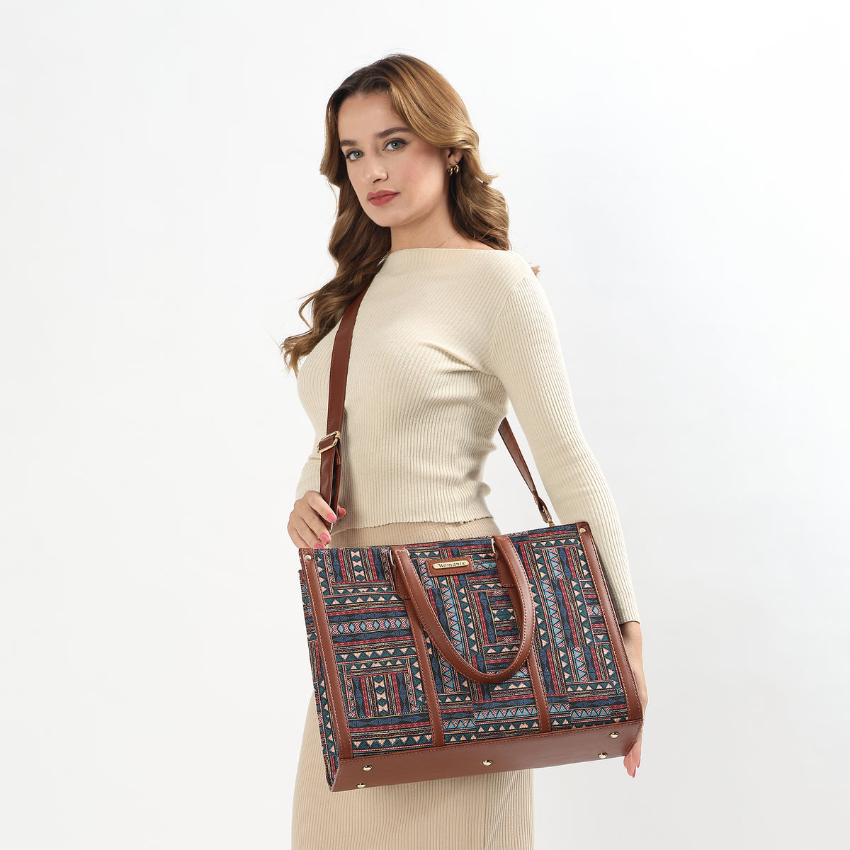 Womanix Pure Luxury Madona Tote bags for women office use | Tote bags for women office use | Office bag for woman | Stylish College bags for girls. (Black Brown)