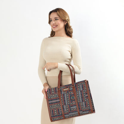Womanix Pure Luxury Madona Tote bags for women office use | Tote bags for women office use | Office bag for woman | Stylish College bags for girls. (Black Brown)