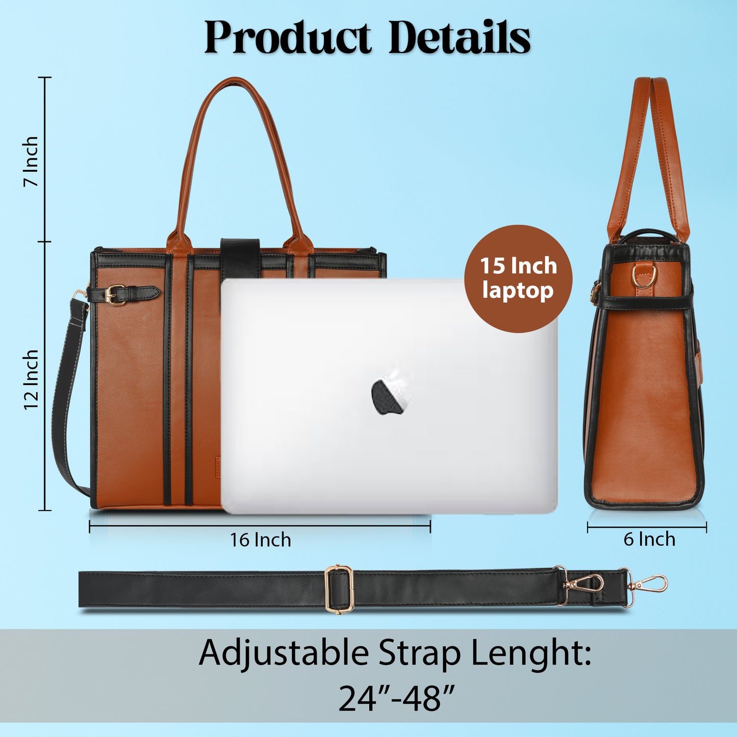 Women PU Laptop Tote bag 15 Inch College Bag Office Bag Briefcase Handbag(0075)