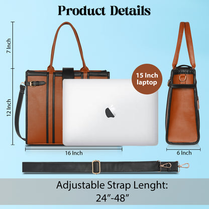 Women PU Laptop Tote bag 15 Inch College Bag Office Bag Briefcase Handbag(0075)