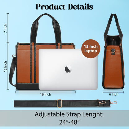 Women PU Laptop Tote bag 14 Inch College Bag Office Bag Briefcase Handbag