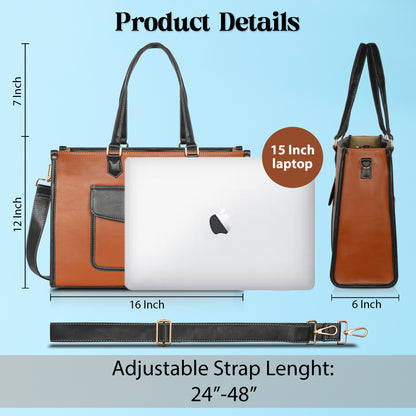 Women PU Laptop Tote bag 15 Inch College Bag Office Bag Briefcase Handbag (0076)