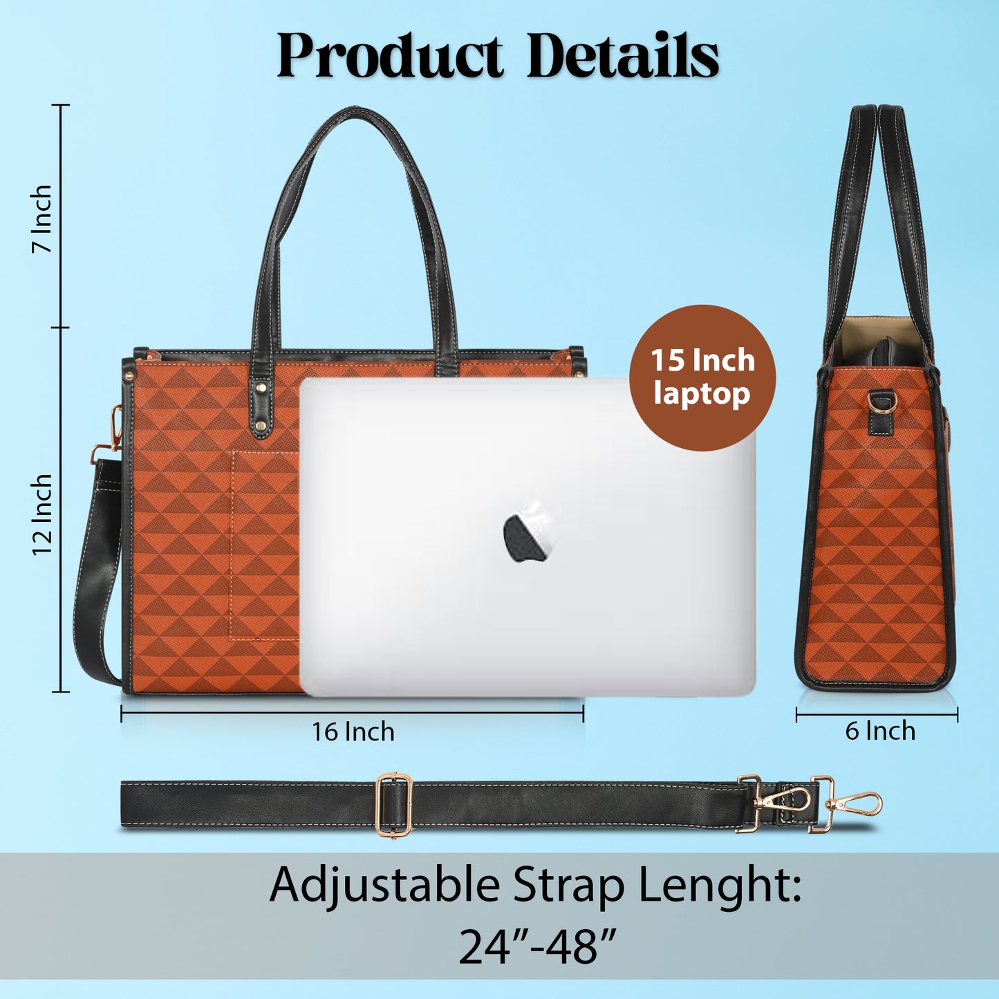 Women PU Laptop Tote bag 14 Inch College Bag Office Bag Briefcase Handbag (0081)