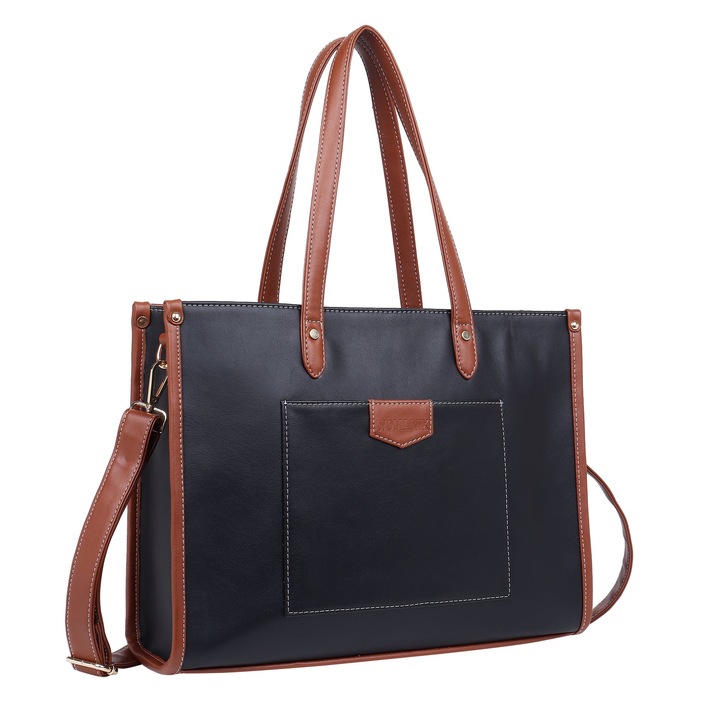 Womanix PU Laptop Tote Bags for Women with Front Pocket, Work Bag,15 inch tote for Women, Large Capacity Handbag for Office, School, Travel, Teacher Purse, Daily Use (0100))