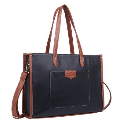Womanix PU Laptop Tote Bags for Women with Front Pocket, Work Bag,15 inch tote for Women, Large Capacity Handbag for Office, School, Travel, Teacher Purse, Daily Use (0100))