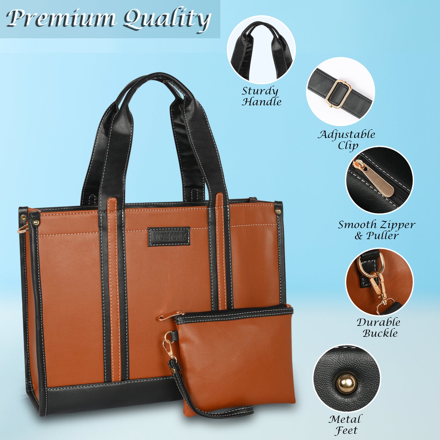 Women PU Laptop Tote bag 14 Inch College Bag Office Bag Briefcase Handbag
