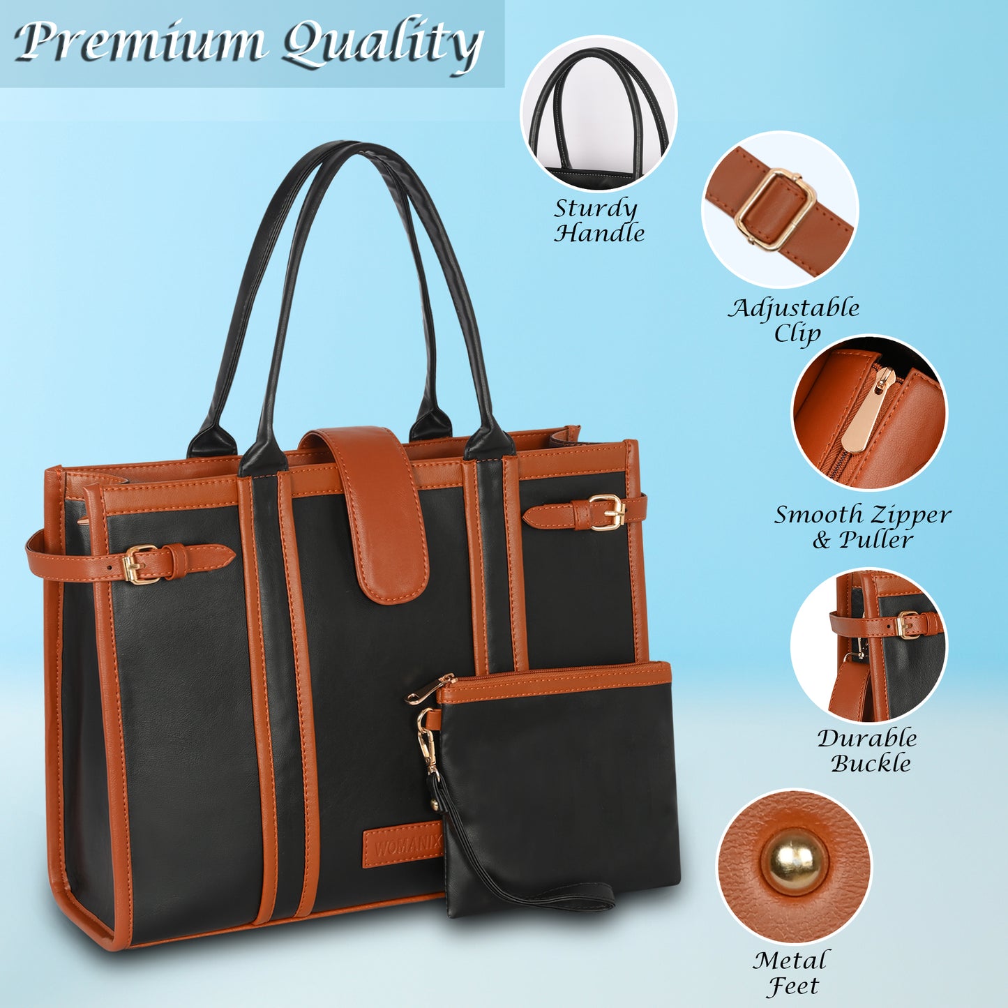 Women PU Laptop Tote bag 15 Inch College Bag Office Bag Briefcase Handbag(0075)