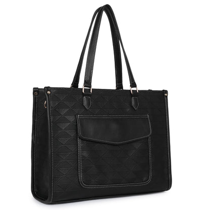 Womanix PU Laptop Tote Bags for Women with Front Pocket, Work Bag,15 inch tote for Women, Large Capacity Handbag for Office, School, Travel, Teacher Purse (0091)