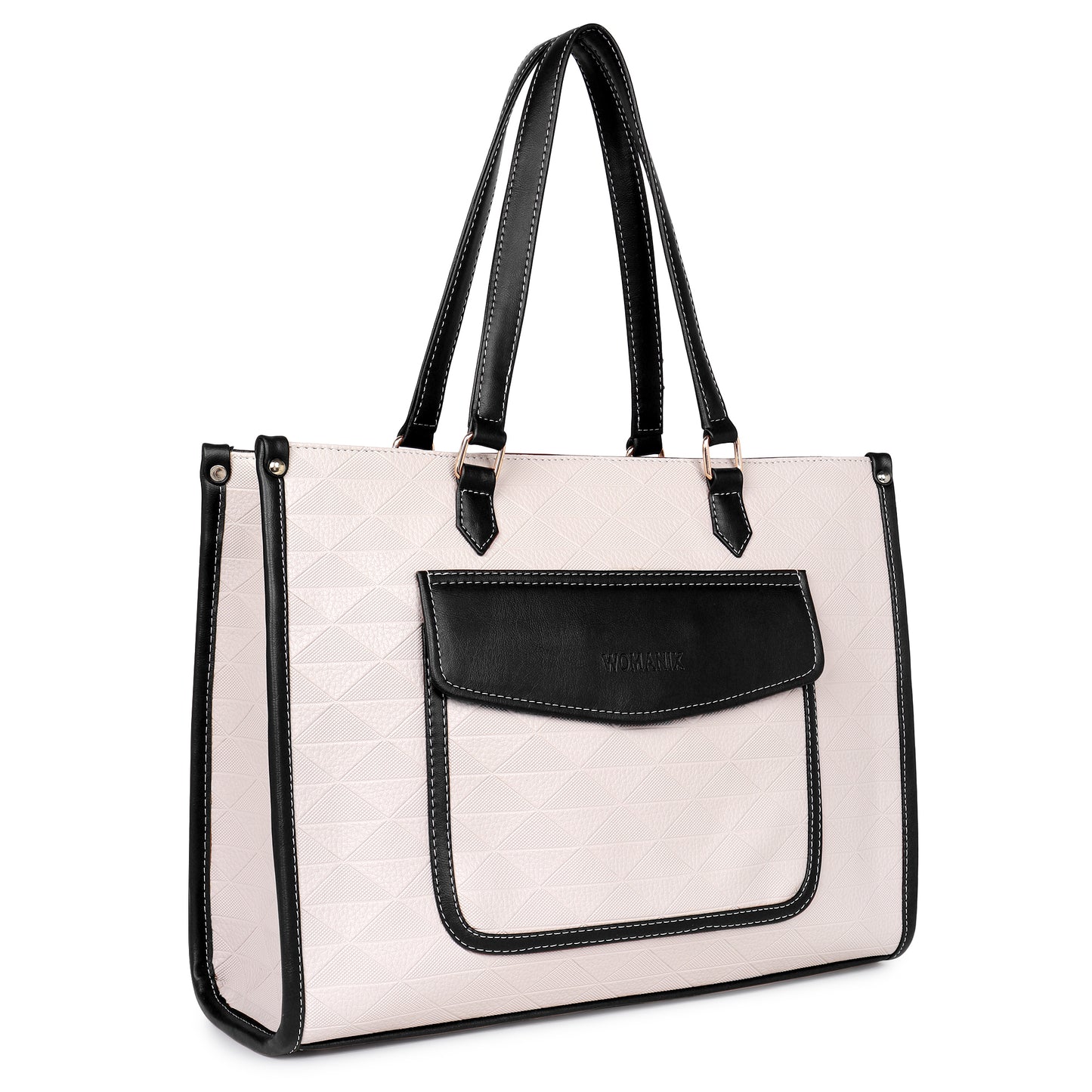 Womanix PU Laptop Tote Bags for Women with Front Pocket, Work Bag,15 inch tote for Women, Large Capacity Handbag for Office, School, Travel, Teacher Purse (0091)