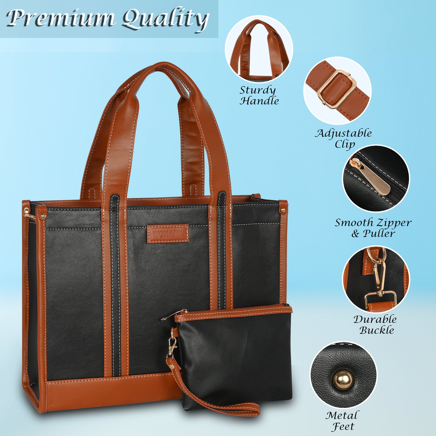 Women PU Laptop Tote bag 14 Inch College Bag Office Bag Briefcase Handbag