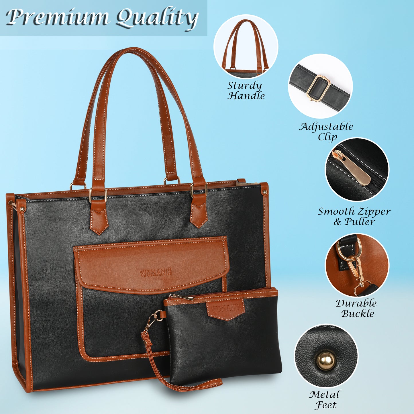 Women PU Laptop Tote bag 15 Inch College Bag Office Bag Briefcase Handbag (0076)