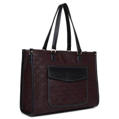 Womanix PU Laptop Tote Bags for Women with Front Pocket, Work Bag,15 inch tote for Women, Large Capacity Handbag for Office, School, Travel, Teacher Purse (0091)