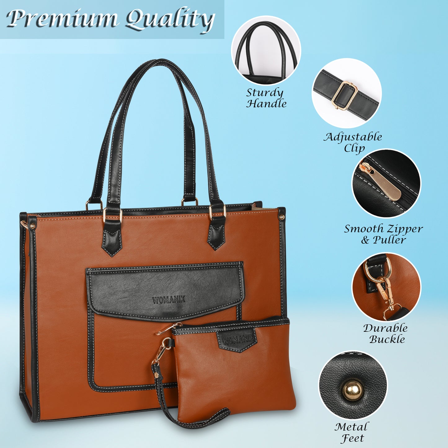 Women PU Laptop Tote bag 15 Inch College Bag Office Bag Briefcase Handbag (0076)
