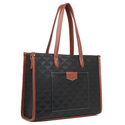 Womanix Laptop Tote Bag PU Laptop Bag 14 inch Work Shoulder Bags Casual Briefcase Handbag for Travel, Office, College (0089)