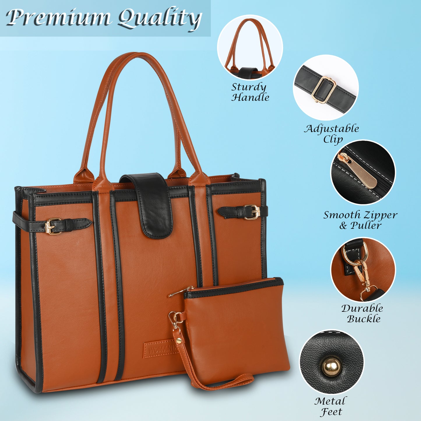 Women PU Laptop Tote bag 15 Inch College Bag Office Bag Briefcase Handbag(0075)