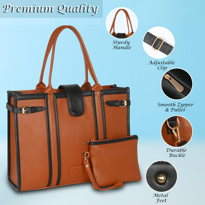 Women PU Laptop Tote bag 15 Inch College Bag Office Bag Briefcase Handbag(0075)