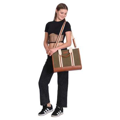 Canvas Laptop Tote Bag 14 inch Casual Briefcase Handbag