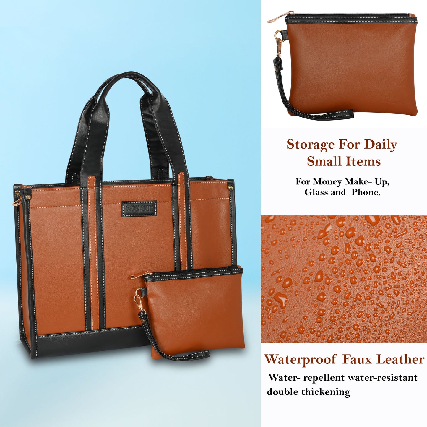 Women PU Laptop Tote bag 14 Inch College Bag Office Bag Briefcase Handbag