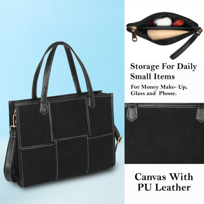 Women Canvas Laptop Tote Bag 14 inch Casual Briefcase Handbag