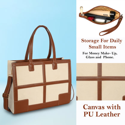 Canvas Laptop Tote Bag 14 inch Casual Briefcase Handbag
