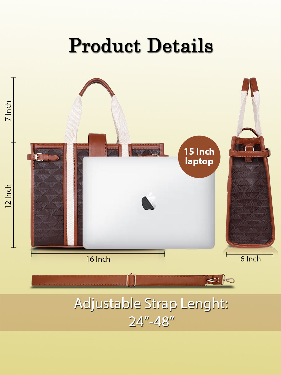 Womanix PU Laptop Tote Bags for Women, Work Bag, 15 inch tote for Women(90)