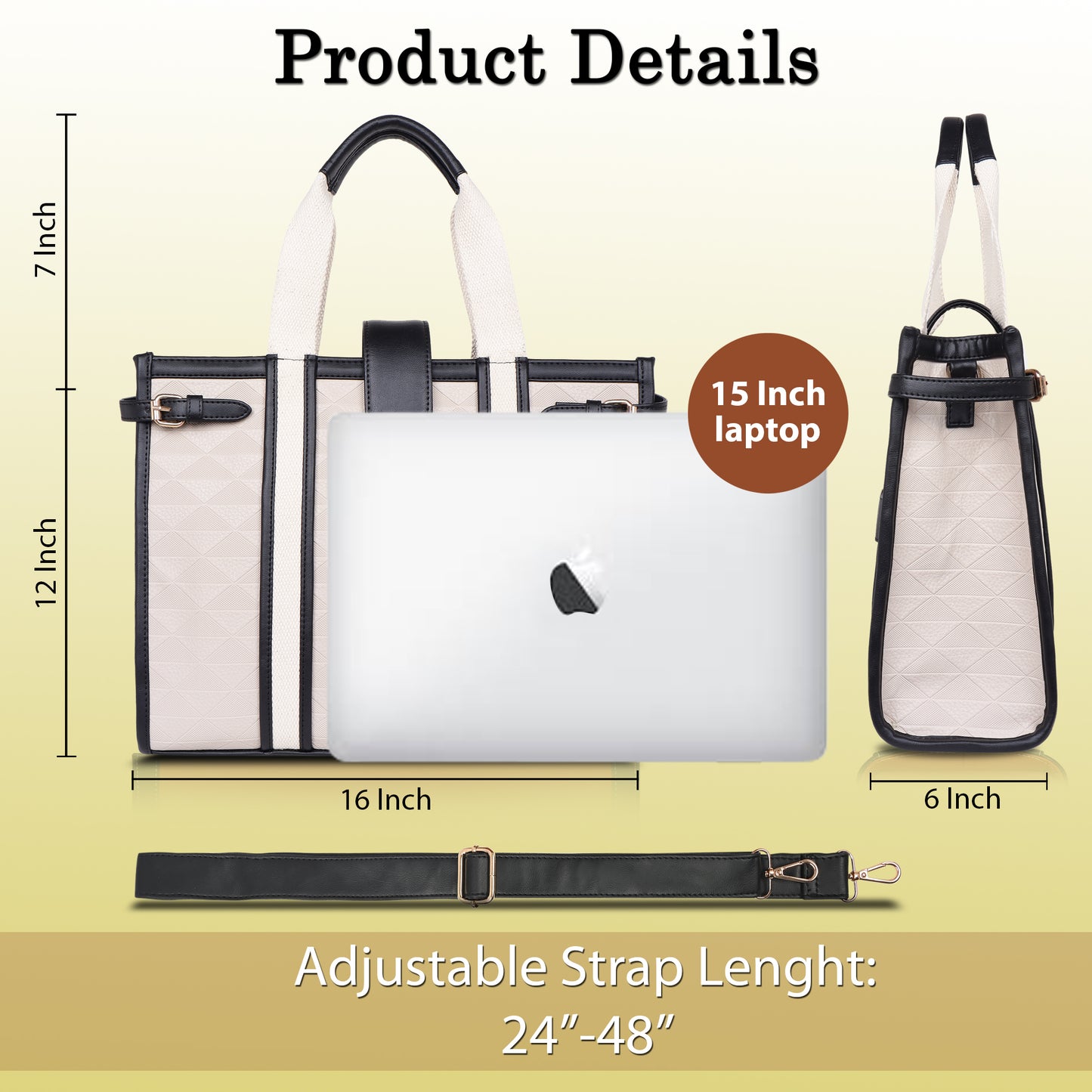 Womanix PU Laptop Tote Bags for Women, Work Bag, 15 inch tote for Women(90)