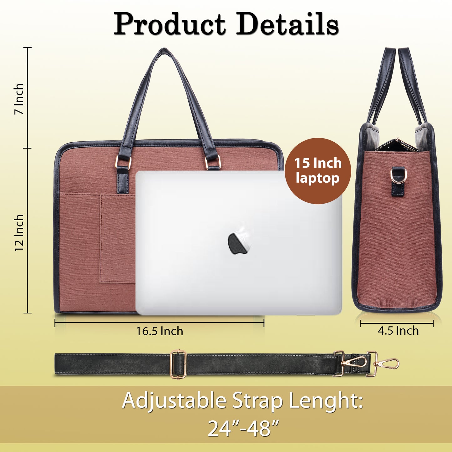 Women Faux Leather Laptop Tote Bag, Briefcase Business Bag 14" Laptop Bag (0087)
