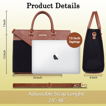 Womanix Canvas Laptop Tote Bags for Women, 15" inch tote for Women, Large Capacity Handbag for Office (93)