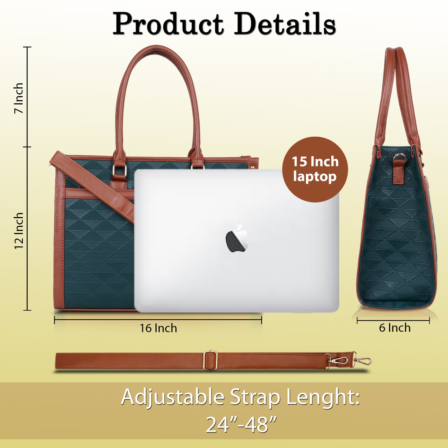 Womanix PU Laptop Tote Bags for Women, Work Bag,15 inch tote for Women, Large Capacity Handbag for Office, School, Travel, Teacher Purse, Daily Use (0102))