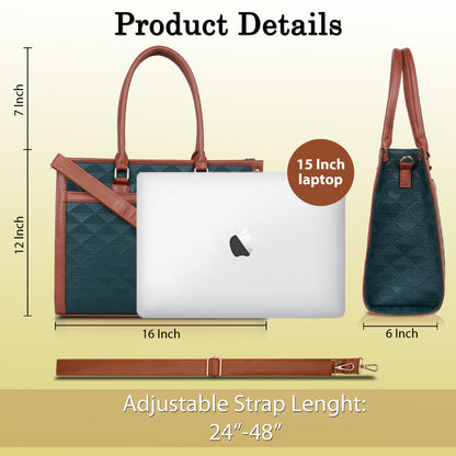 Womanix PU Laptop Tote Bags for Women, Work Bag,15 inch tote for Women, Large Capacity Handbag for Office, School, Travel, Teacher Purse, Daily Use (0102))