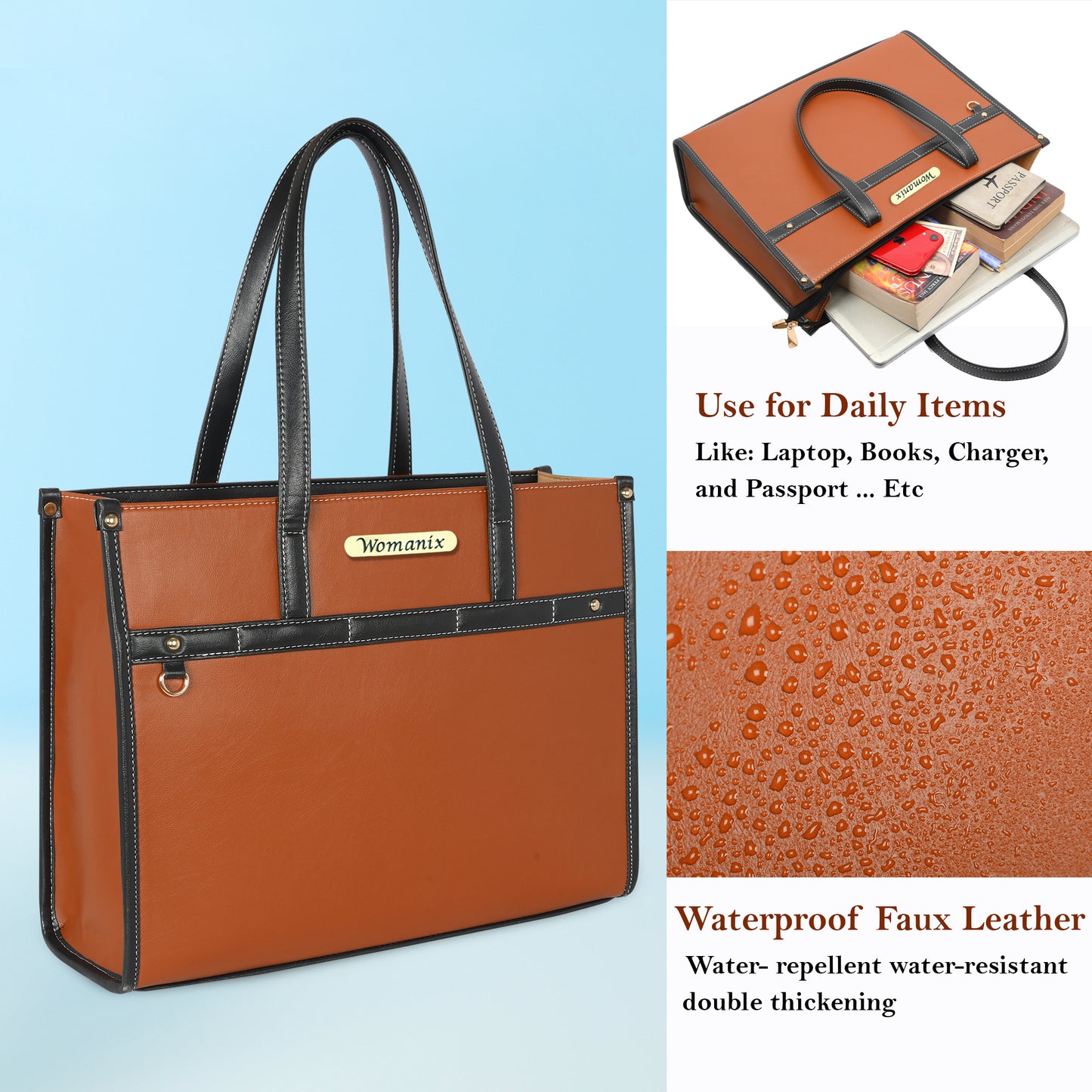 Women PU Laptop Tote bag 15 Inch College Bag Office Bag Briefcase Handbag (0078)