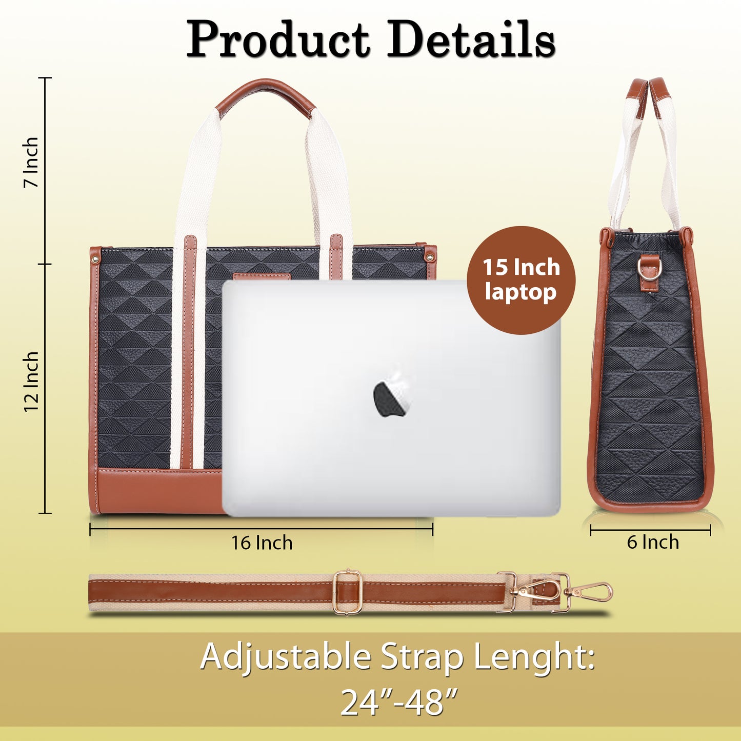 Womanix PU Laptop Tote Bags for Women, Work Bag,15 inch tote for Women, Large Capacity Handbag for Office, School, Travel, Teacher Purse, Marketing,daily use (0099)