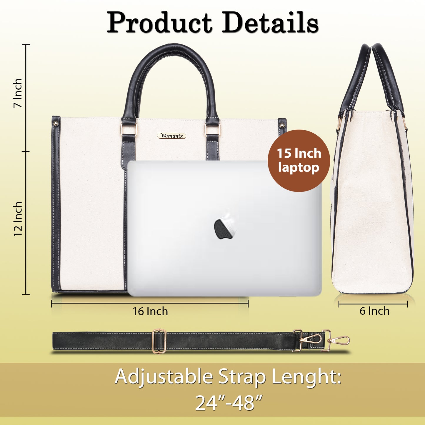 Womanix Canvas Tote Bag for Women | Fits Upto 14" Laptop Bag | Ladies Purse Handbags(92)