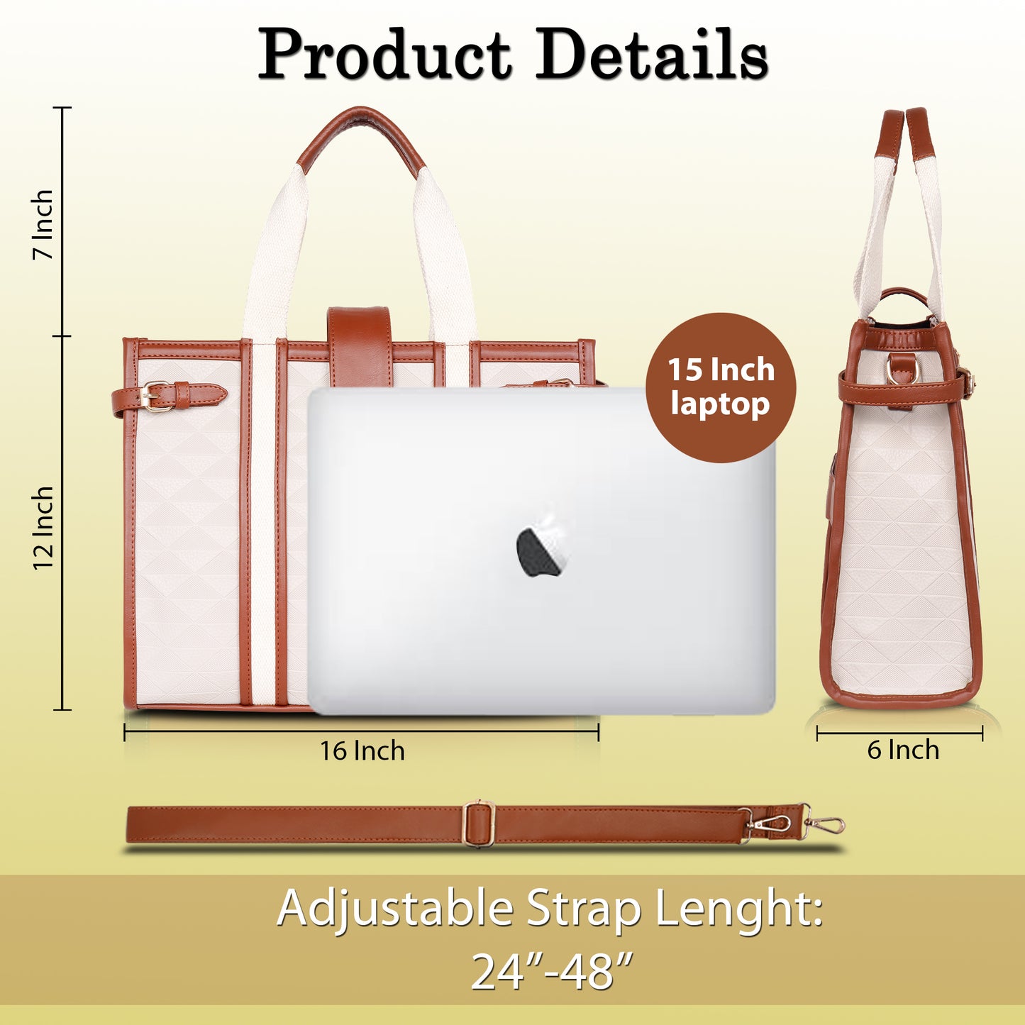 Womanix PU Laptop Tote Bags for Women, Work Bag, 15 inch tote for Women(90)