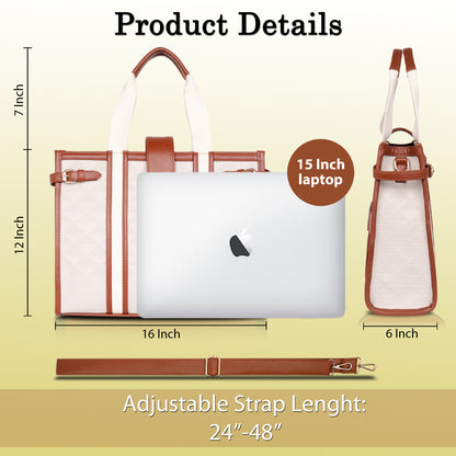 Womanix PU Laptop Tote Bags for Women, Work Bag, 15 inch tote for Women(90)