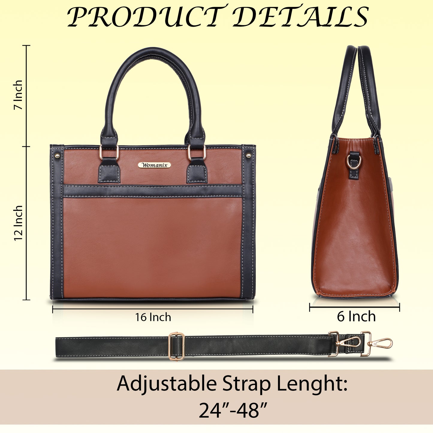 Womanix Solid Tote Bag for Women, Shoulder Bags for Women for Office Use, Work Ladies Handbags Purse (098)