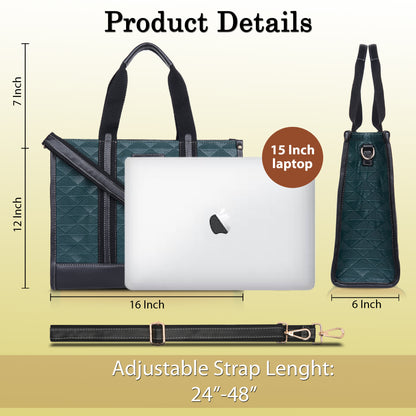 Womanix PU Laptop Tote Bags for Women, Work Bag,15 inch tote for Women, Large Capacity Handbag for Office, School, Travel, Teacher Purse, Marketing,daily use (0099)