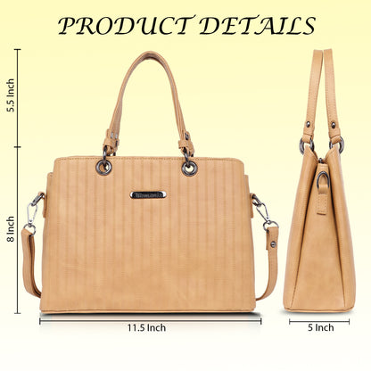 Womanix Tri- Compartment Handbag, Handbags for Women Large Capacity Tote Shoulder Bags for Ladies, double Handle Satchel Purse daily use, office (0101)
