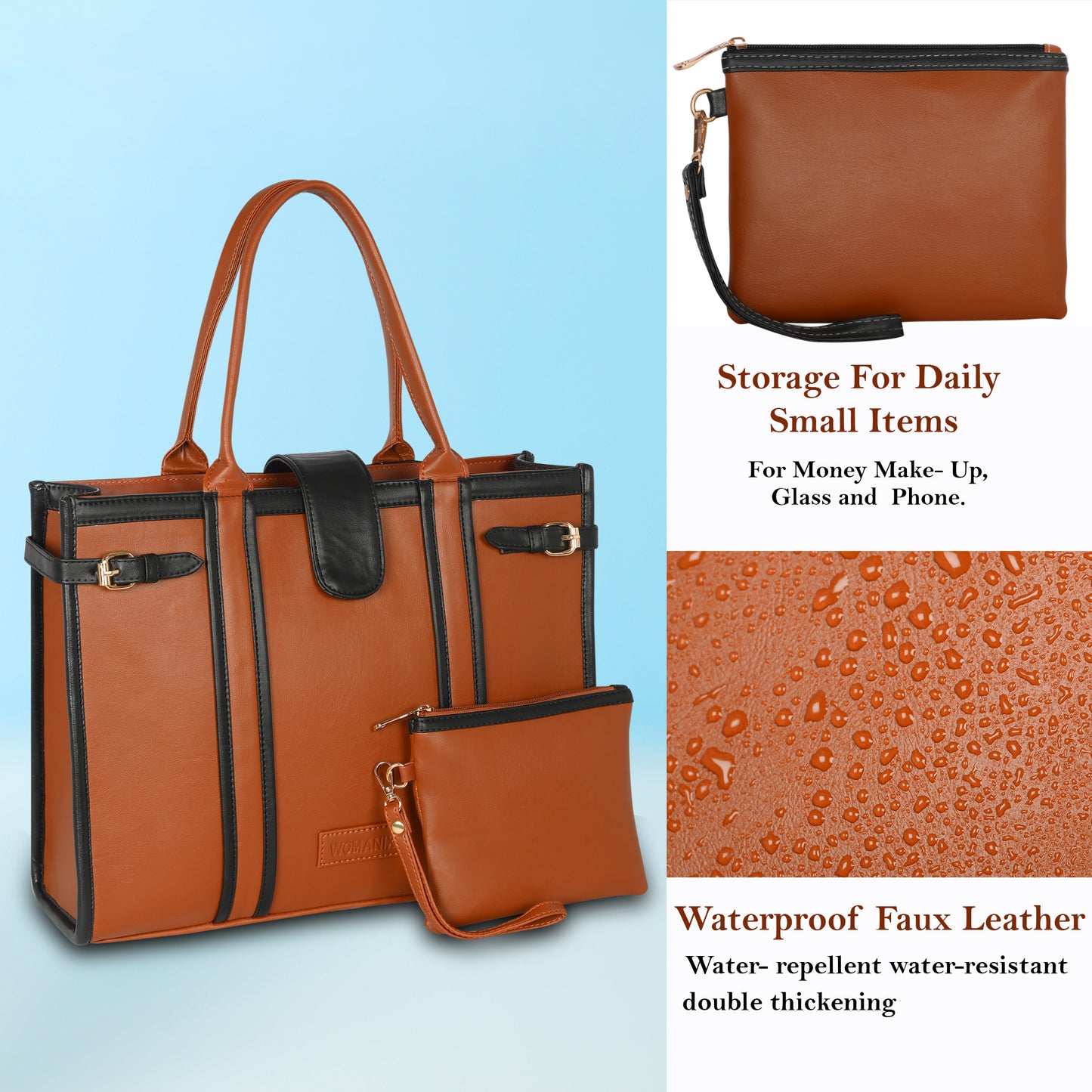 Women PU Laptop Tote bag 15 Inch College Bag Office Bag Briefcase Handbag(0075)