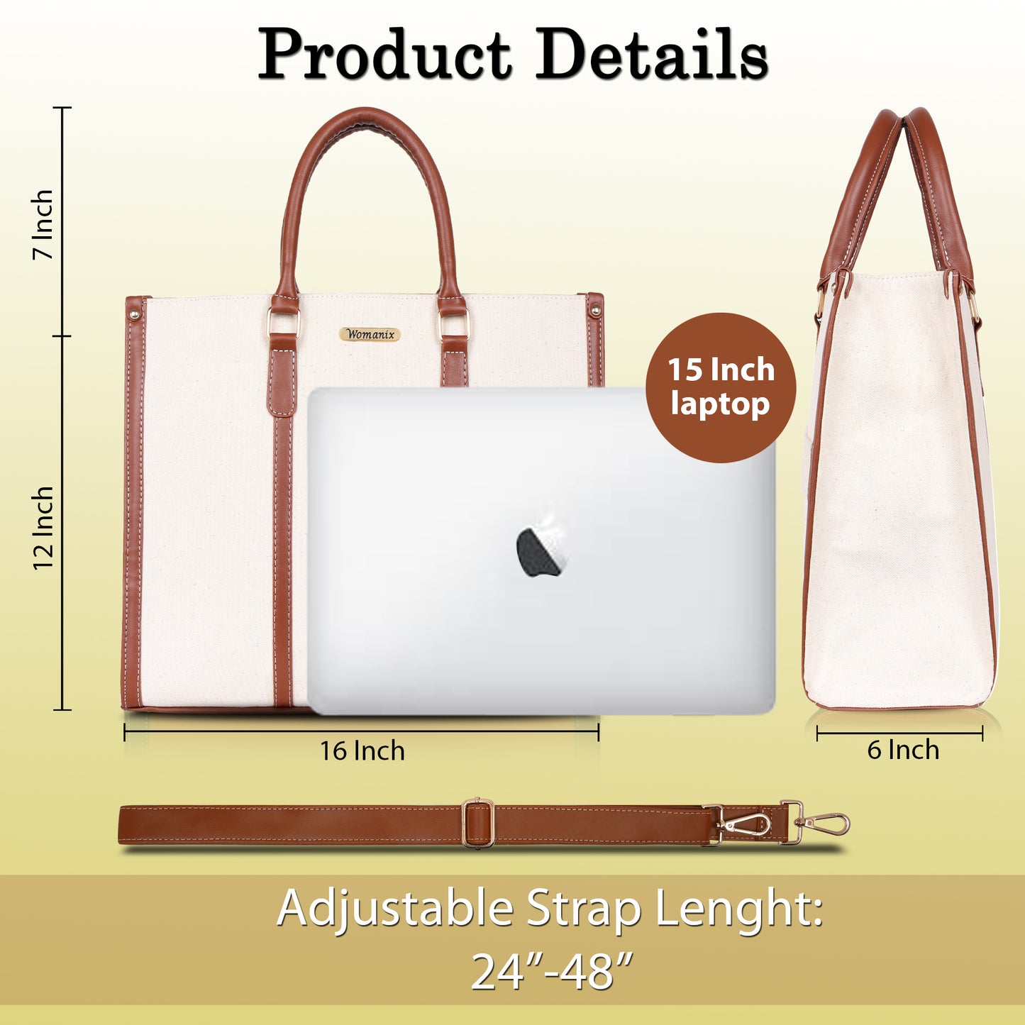Womanix Canvas Tote Bag for Women | Fits Upto 14" Laptop Bag | Ladies Purse Handbags(92)