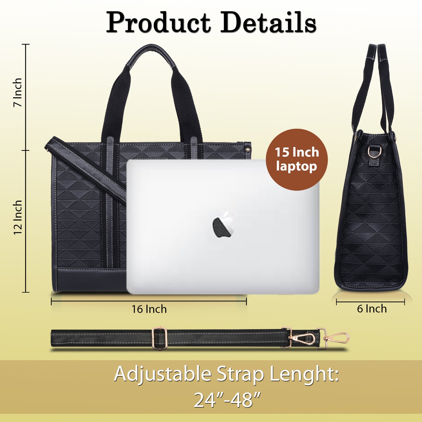 Womanix PU Laptop Tote Bags for Women, Work Bag,15 inch tote for Women, Large Capacity Handbag for Office, School, Travel, Teacher Purse, Marketing,daily use (0099)