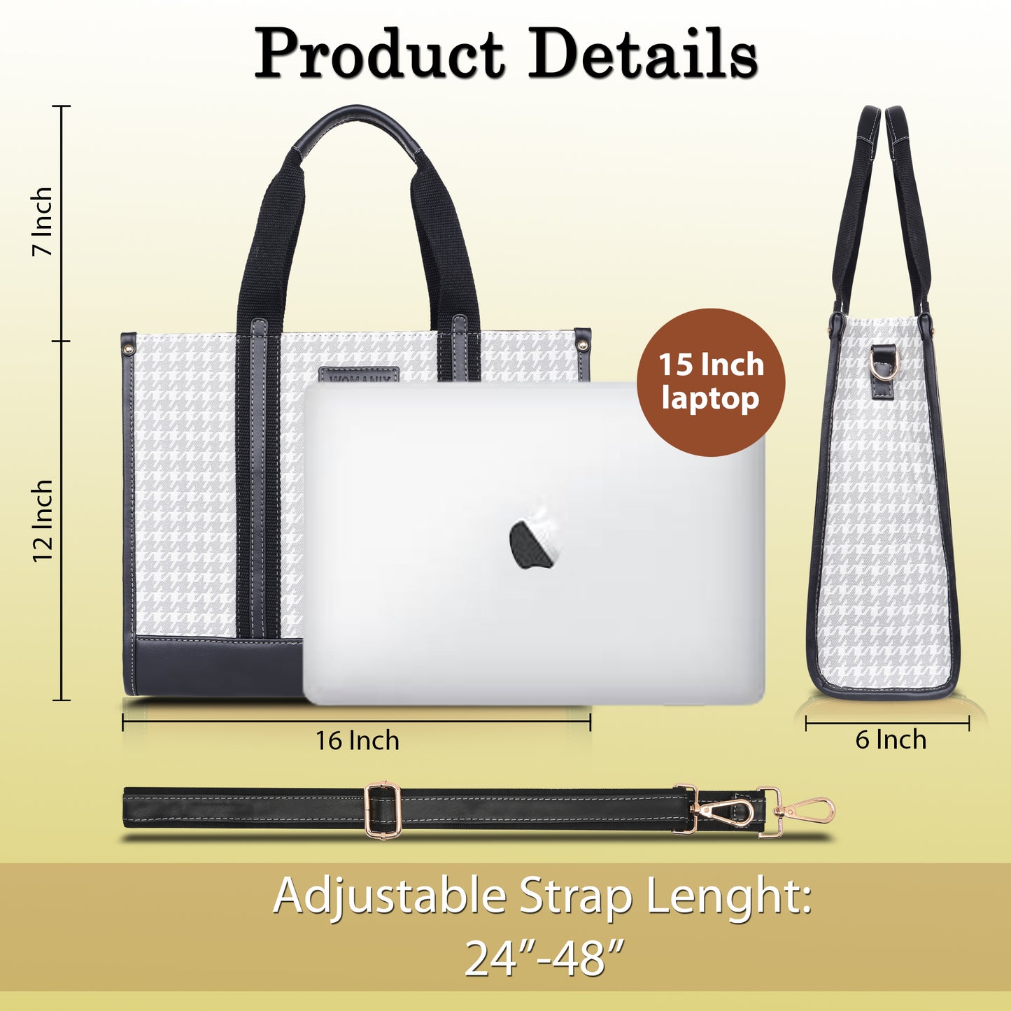 Womanix PU Laptop Tote Bags for Women, Work Bag,15 inch tote for Women, Large Capacity Handbag for Office, School, Travel, Teacher Purse, Marketing,daily use (0099)