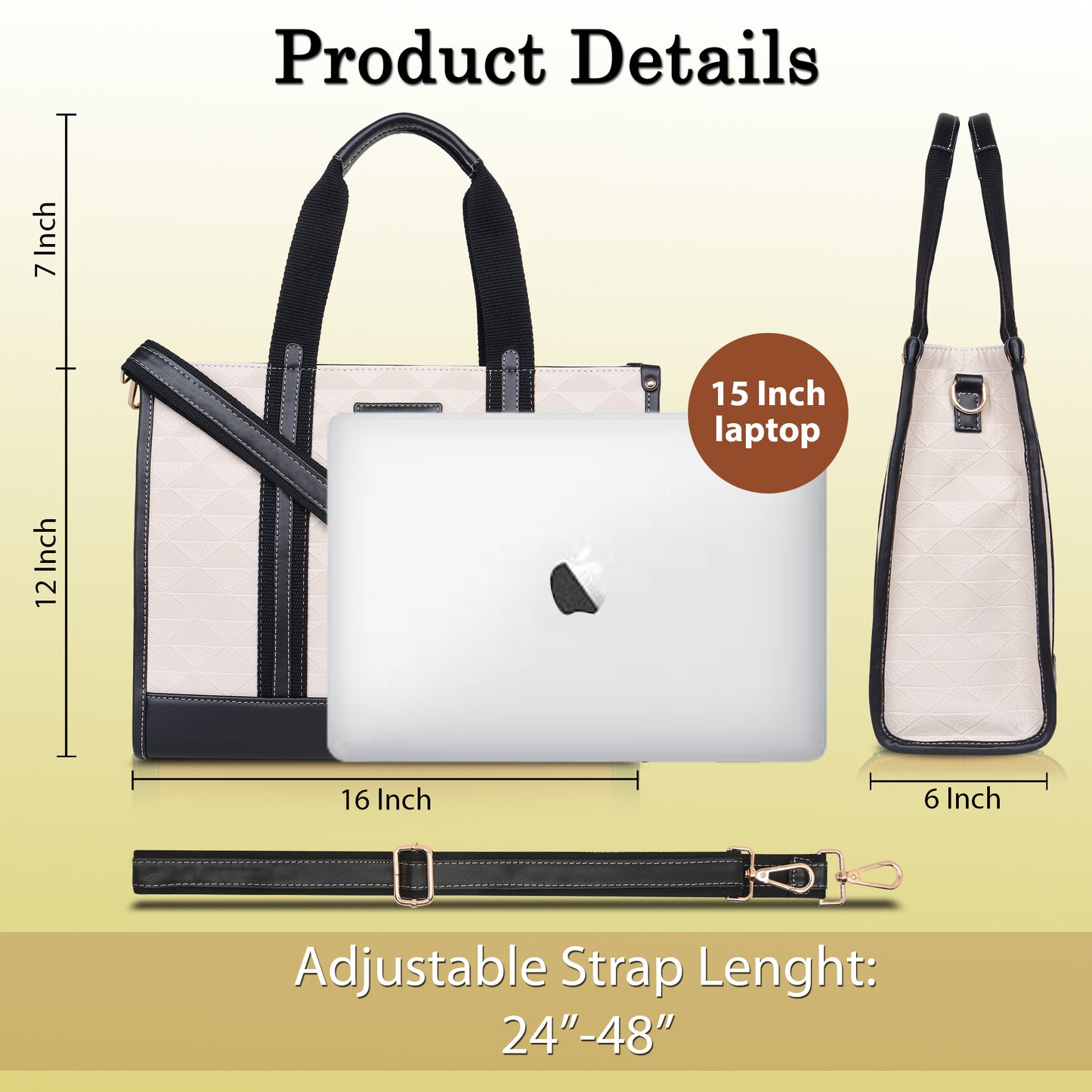 Womanix PU Laptop Tote Bags for Women, Work Bag,15 inch tote for Women, Large Capacity Handbag for Office, School, Travel, Teacher Purse, Marketing,daily use (0099)