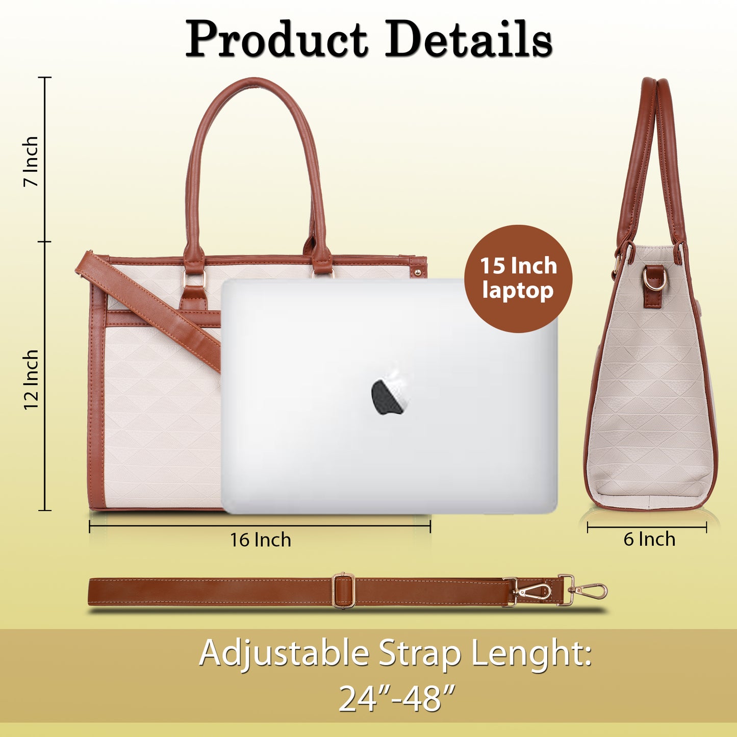 Womanix PU Laptop Tote Bags for Women, Work Bag,15 inch tote for Women, Large Capacity Handbag for Office, School, Travel, Teacher Purse, Daily Use (0102))