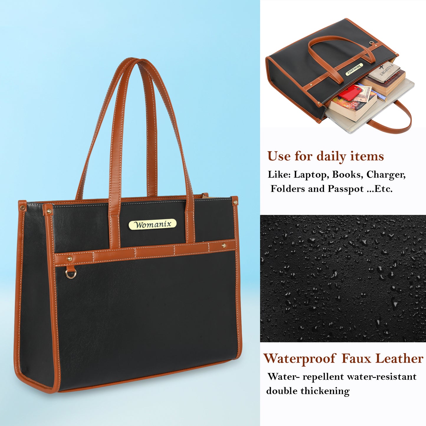 Women PU Laptop Tote bag 15 Inch College Bag Office Bag Briefcase Handbag (0078)