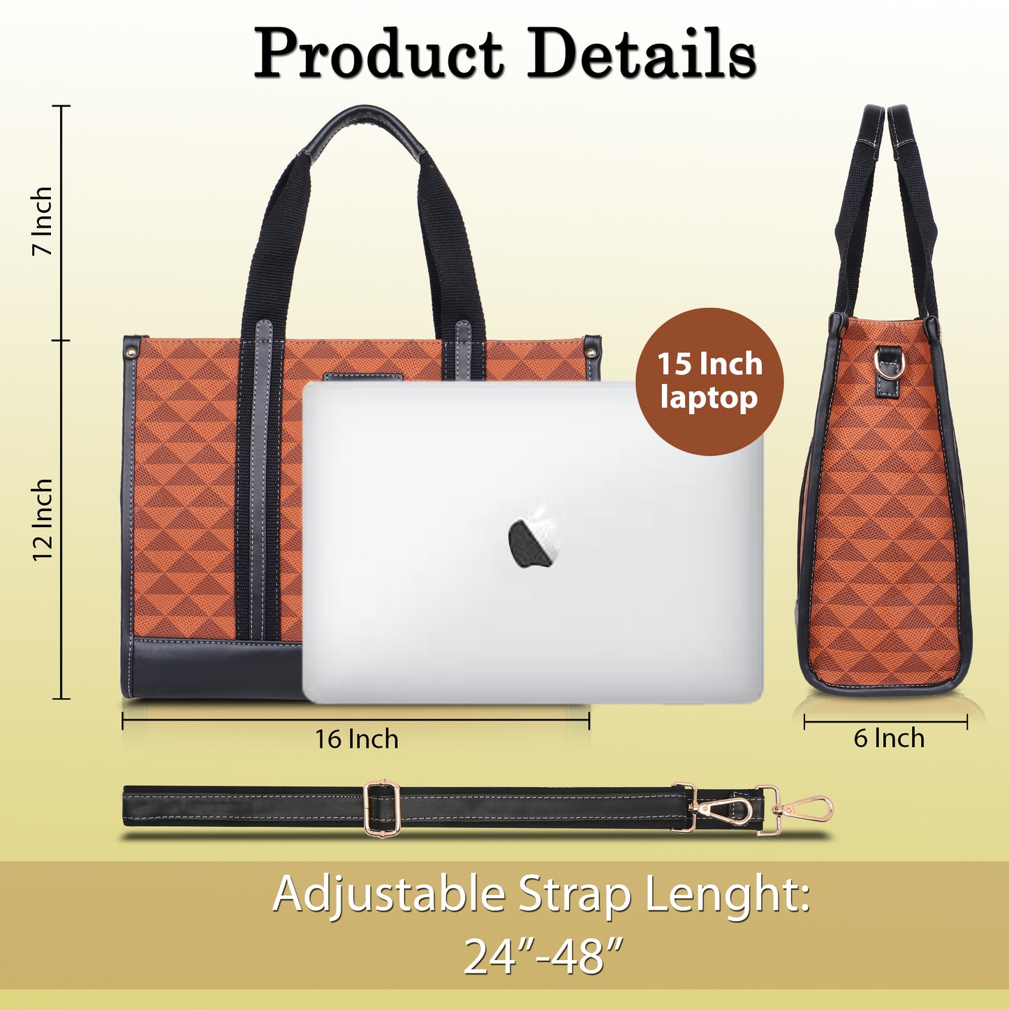 Womanix PU Laptop Tote Bags for Women, Work Bag,15 inch tote for Women, Large Capacity Handbag for Office, School, Travel, Teacher Purse, Marketing,daily use (0099)