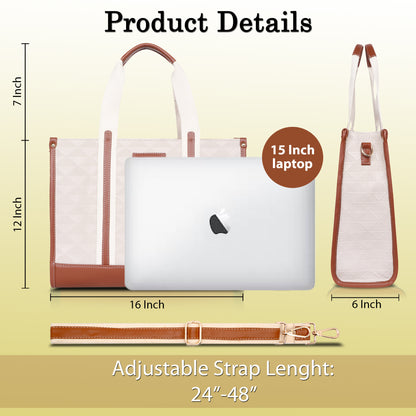 Womanix PU Laptop Tote Bags for Women, Work Bag,15 inch tote for Women, Large Capacity Handbag for Office, School, Travel, Teacher Purse, Marketing,daily use (0099)